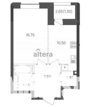 1-к квартира, вторичка, 42м2, 11/15 этаж