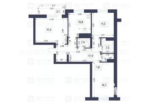 3-к квартира, вторичка, 85м2, 3/15 этаж