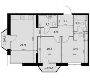 2-к квартира, вторичка, 62м2, 13/20 этаж