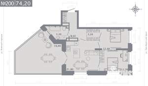 2-к квартира, строящийся дом, 74м2, 2/25 этаж