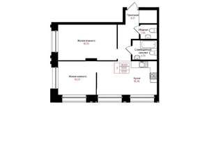 2-к квартира, вторичка, 57м2, 6/25 этаж