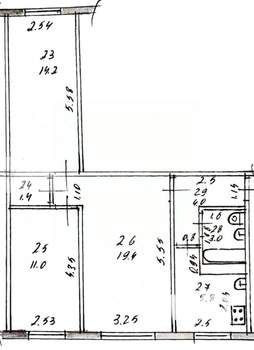 3-к квартира, вторичка, 59м2, 1/5 этаж