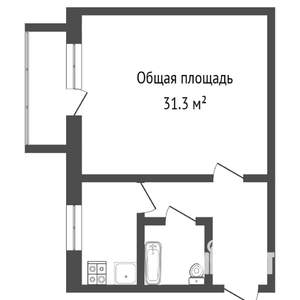 1-к квартира, вторичка, 32м2, 5/5 этаж