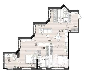 2-к квартира, вторичка, 88м2, 10/23 этаж
