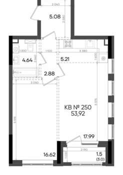 2-к квартира, вторичка, 54м2, 17/23 этаж