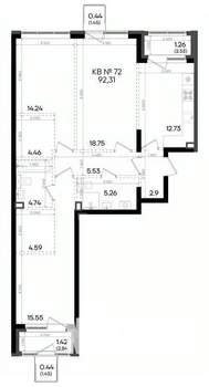 3-к квартира, вторичка, 92м2, 3/9 этаж