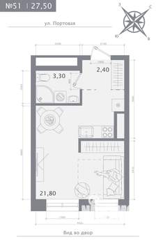 Студия квартира, строящийся дом, 28м2, 9/23 этаж