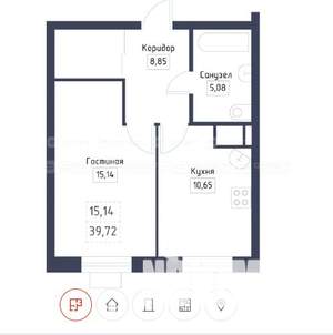 1-к квартира, вторичка, 40м2, 21/25 этаж