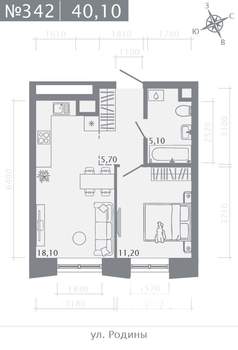 1-к квартира, вторичка, 40м2, 2/23 этаж