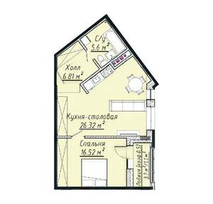 2-к квартира, строящийся дом, 57м2, 6/7 этаж