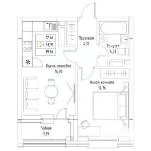 1-к квартира, вторичка, 40м2, 3/9 этаж