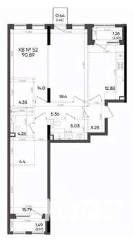 3-к квартира, вторичка, 91м2, 6/9 этаж