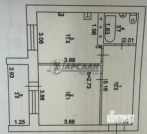 1-к квартира, вторичка, 41м2, 4/4 этаж
