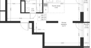 1-к квартира, вторичка, 41м2, 16/25 этаж