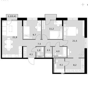 4-к квартира, вторичка, 97м2, 3/14 этаж