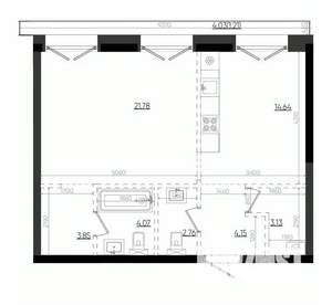 1-к квартира, вторичка, 56м2, 14/19 этаж