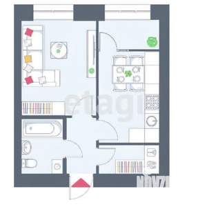 1-к квартира, сданный дом, 34м2, 9/10 этаж