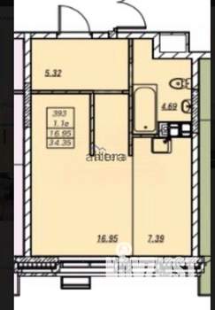Студия квартира, вторичка, 34м2, 2/18 этаж