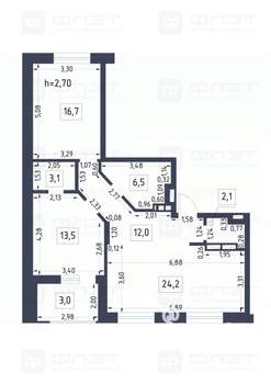 2-к квартира, вторичка, 81м2, 11/19 этаж