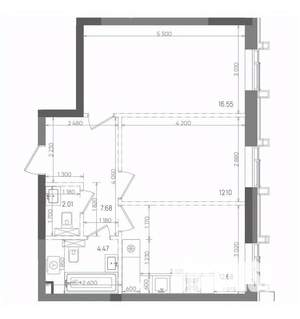 2-к квартира, вторичка, 55м2, 15/22 этаж