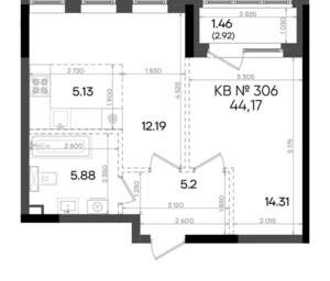 2-к квартира, вторичка, 44м2, 2/23 этаж