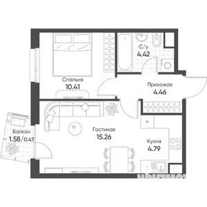 2-к квартира, строящийся дом, 40м2, 17/17 этаж