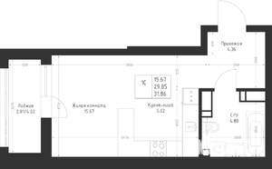 Студия квартира, вторичка, 32м2, 6/23 этаж