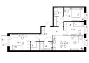 3-к квартира, вторичка, 82м2, 11/26 этаж