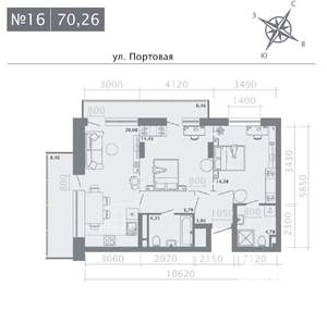 2-к квартира, строящийся дом, 70м2, 4/9 этаж