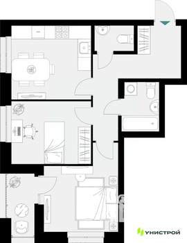2-к квартира, вторичка, 56м2, 6/18 этаж