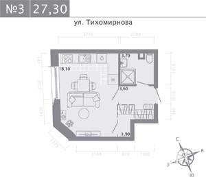 Студия квартира, строящийся дом, 27м2, 2/5 этаж