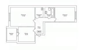 2-к квартира, вторичка, 68м2, 8/11 этаж
