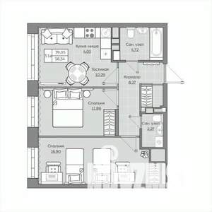 3-к квартира, вторичка, 58м2, 2/19 этаж
