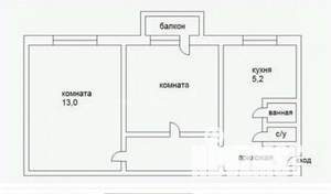 2-к квартира, вторичка, 47м2, 3/5 этаж