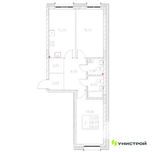 2-к квартира, вторичка, 68м2, 1/8 этаж