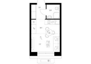Студия квартира, вторичка, 20м2, 14/26 этаж