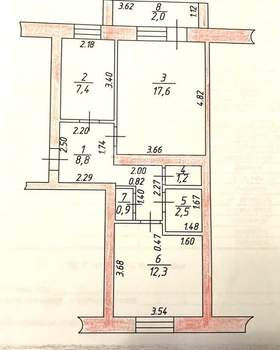 2-к квартира, вторичка, 51м2, 5/5 этаж