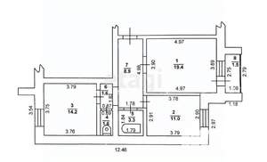 2-к квартира, вторичка, 60м2, 1/10 этаж