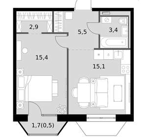 1-к квартира, вторичка, 43м2, 8/14 этаж