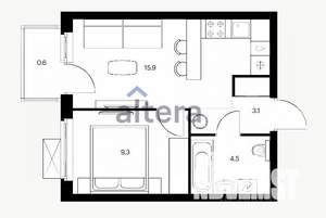 1-к квартира, сданный дом, 33м2, 10/18 этаж