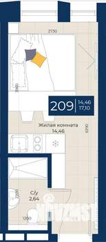 1-к квартира, вторичка, 17м2, 2/5 этаж