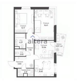 3-к квартира, вторичка, 69м2, 8/18 этаж