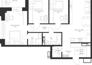 3-к квартира, вторичка, 78м2, 4/23 этаж