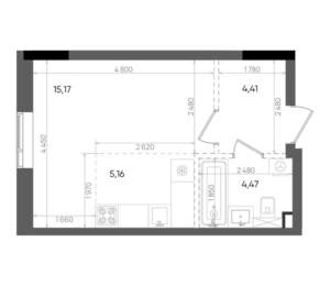 1-к квартира, строящийся дом, 29м2, 12/14 этаж
