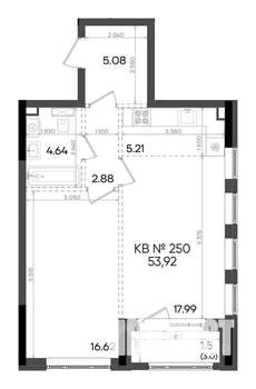 2-к квартира, вторичка, 54м2, 17/23 этаж