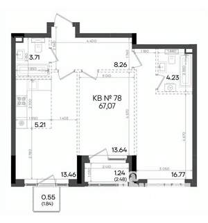 3-к квартира, вторичка, 67м2, 5/9 этаж