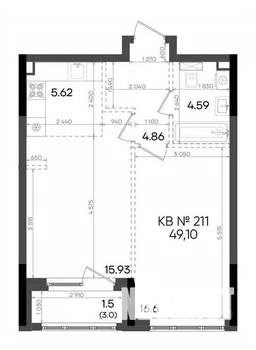 2-к квартира, вторичка, 49м2, 12/23 этаж
