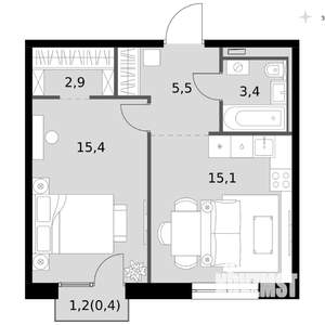 1-к квартира, вторичка, 43м2, 3/14 этаж