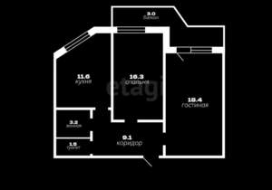 2-к квартира, вторичка, 63м2, 4/9 этаж