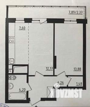 1-к квартира, вторичка, 49м2, 14/19 этаж